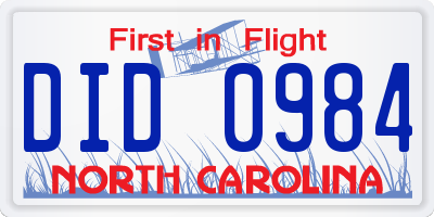 NC license plate DID0984