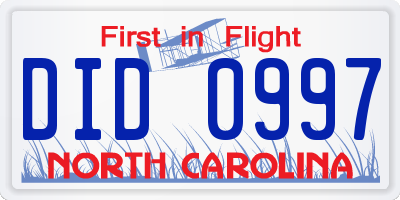 NC license plate DID0997