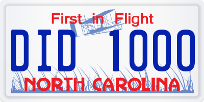 NC license plate DID1000
