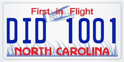 NC license plate DID1001