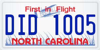 NC license plate DID1005