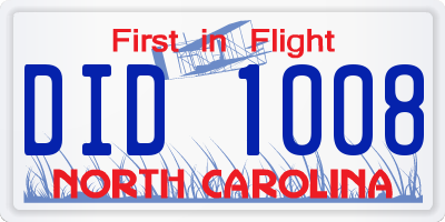 NC license plate DID1008
