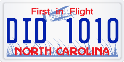 NC license plate DID1010