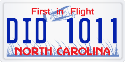 NC license plate DID1011