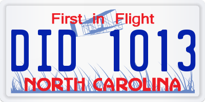 NC license plate DID1013