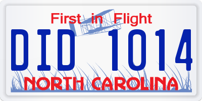 NC license plate DID1014