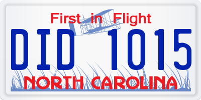 NC license plate DID1015