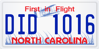 NC license plate DID1016