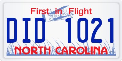 NC license plate DID1021