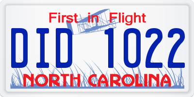 NC license plate DID1022