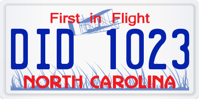 NC license plate DID1023