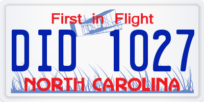 NC license plate DID1027