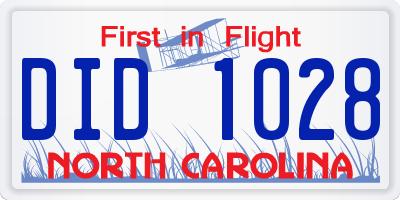 NC license plate DID1028