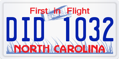 NC license plate DID1032