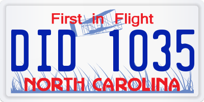 NC license plate DID1035