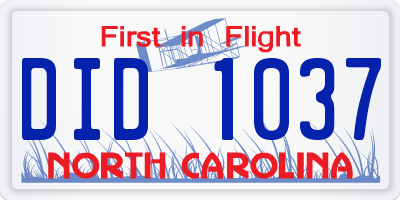 NC license plate DID1037
