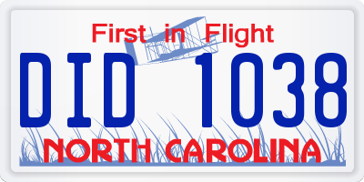 NC license plate DID1038