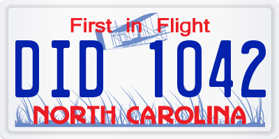 NC license plate DID1042