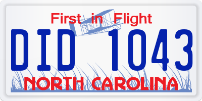 NC license plate DID1043