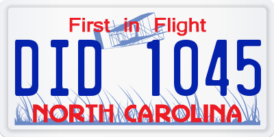 NC license plate DID1045