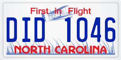 NC license plate DID1046