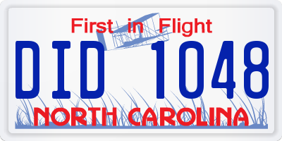 NC license plate DID1048