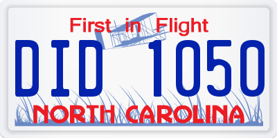NC license plate DID1050