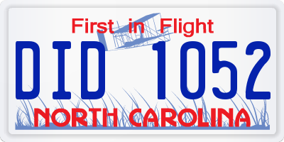 NC license plate DID1052