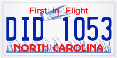 NC license plate DID1053