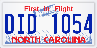NC license plate DID1054