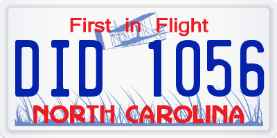 NC license plate DID1056