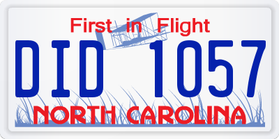 NC license plate DID1057