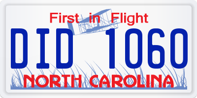 NC license plate DID1060