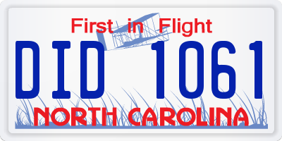 NC license plate DID1061