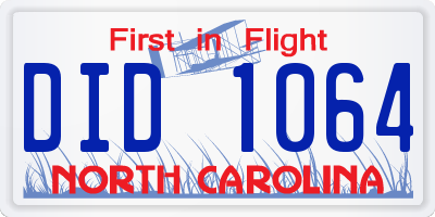 NC license plate DID1064