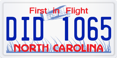 NC license plate DID1065