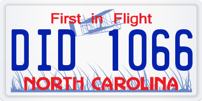 NC license plate DID1066