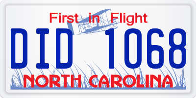 NC license plate DID1068
