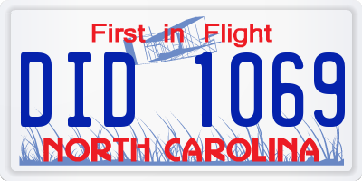 NC license plate DID1069
