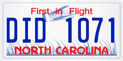 NC license plate DID1071