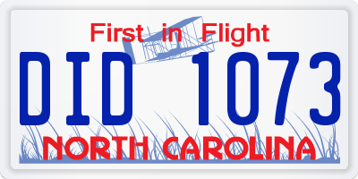 NC license plate DID1073