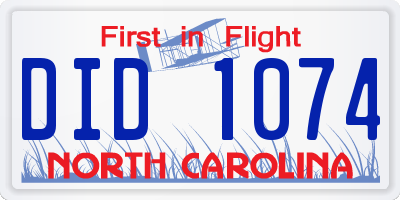 NC license plate DID1074