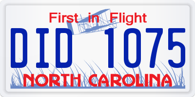 NC license plate DID1075