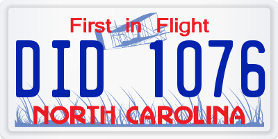 NC license plate DID1076