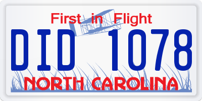 NC license plate DID1078