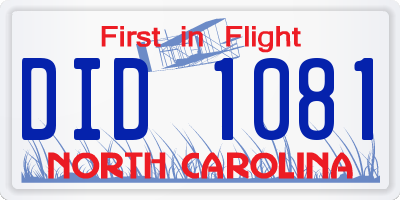 NC license plate DID1081