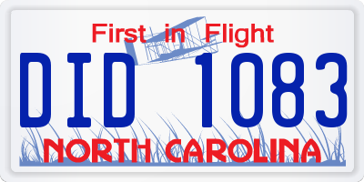 NC license plate DID1083