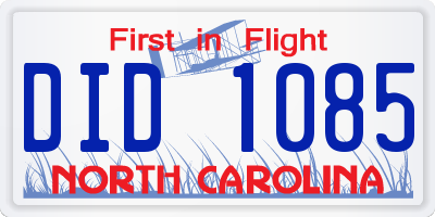 NC license plate DID1085