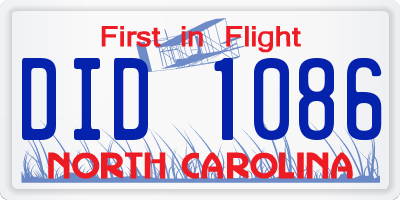 NC license plate DID1086