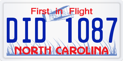 NC license plate DID1087